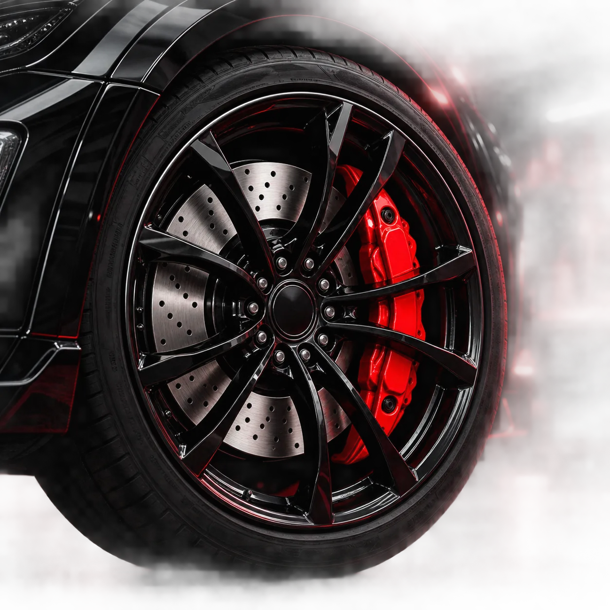 Roue premium avec étrier de frein rouge